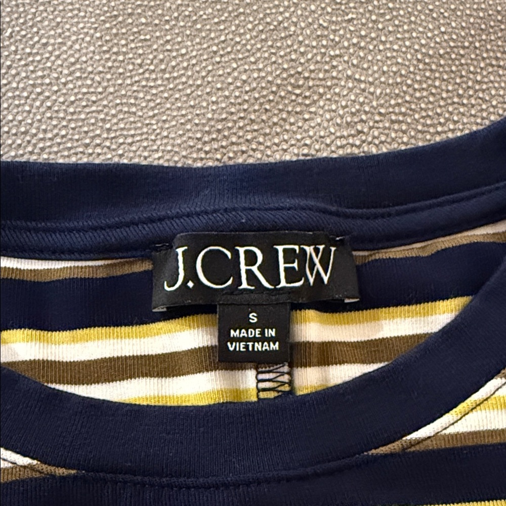 J.Crew Navy and Yellow Striped Tee, size small - Picture 3 of 5